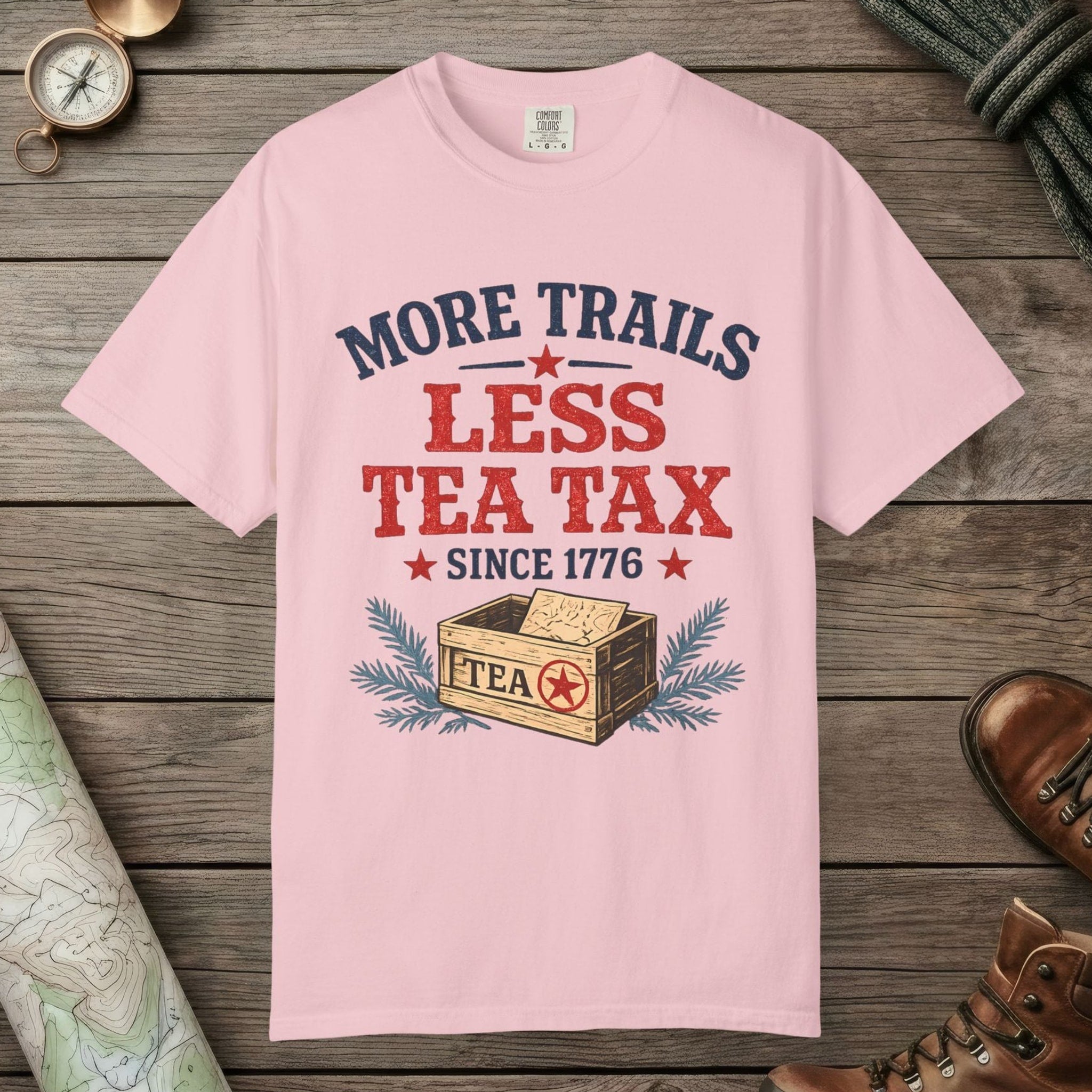 Blossom color unisex graphic t-shirt with "More Trails" design