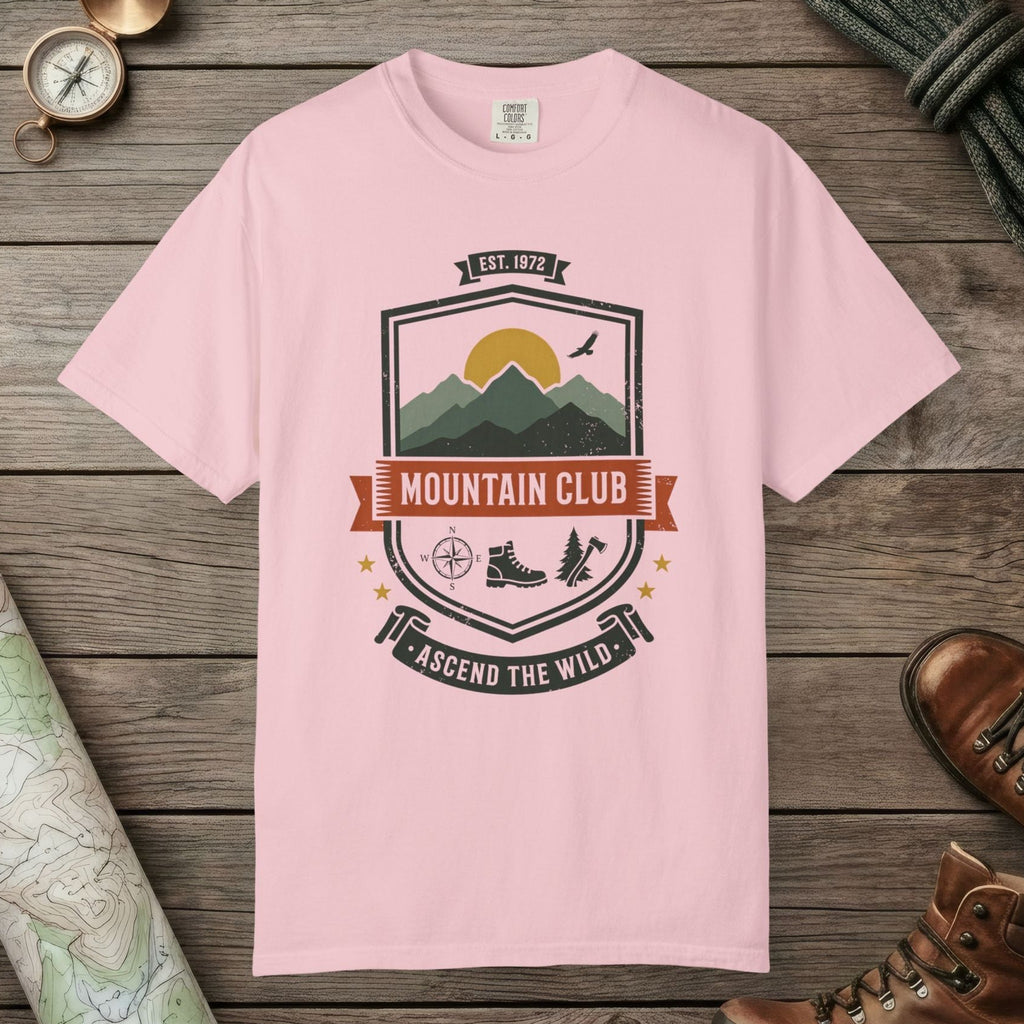 Blossom color unisex graphic t-shirt with "Mountain Club" design