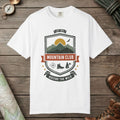 White color unisex graphic t-shirt with "Mountain Club" design
