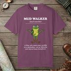 Berry color unisex graphic t-shirt with "Mud Walker Definition" design