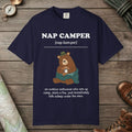 True Navy color unisex graphic t-shirt with "Nap Camper Definition" design