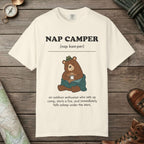 Ivory color unisex graphic t-shirt with "Nap Camper Definition" design