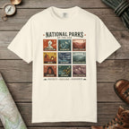 Ivory color unisex graphic t-shirt with "National Parks of The USA" design