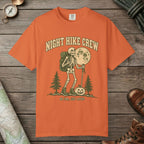 Burnt Orange color unisex graphic t-shirt with "Night Hike" design