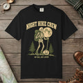 Black color unisex graphic t-shirt with "Night Hike" design
