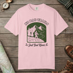 Blossom color unisex graphic t-shirt with "No Bad Trails" design