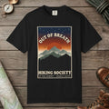 Black color unisex graphic t-shirt with "Out Of Breath Barely Alive" design