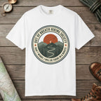 White color unisex graphic t-shirt with "Out Of Breath Funny Hiking" design
