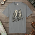 Grey color unisex graphic t-shirt with "Owl Spirit" design