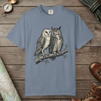 Blue Jean color unisex graphic t-shirt with "Owl Spirit" design