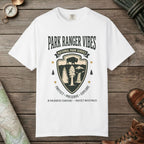 White color unisex graphic t-shirt with "Park Ranger Vibes" design