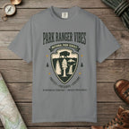 Grey color unisex graphic t-shirt with "Park Ranger Vibes" design