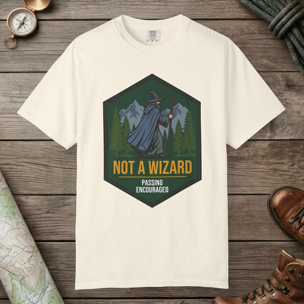 Ivory color unisex graphic t-shirt with "Passing Encouraged" design