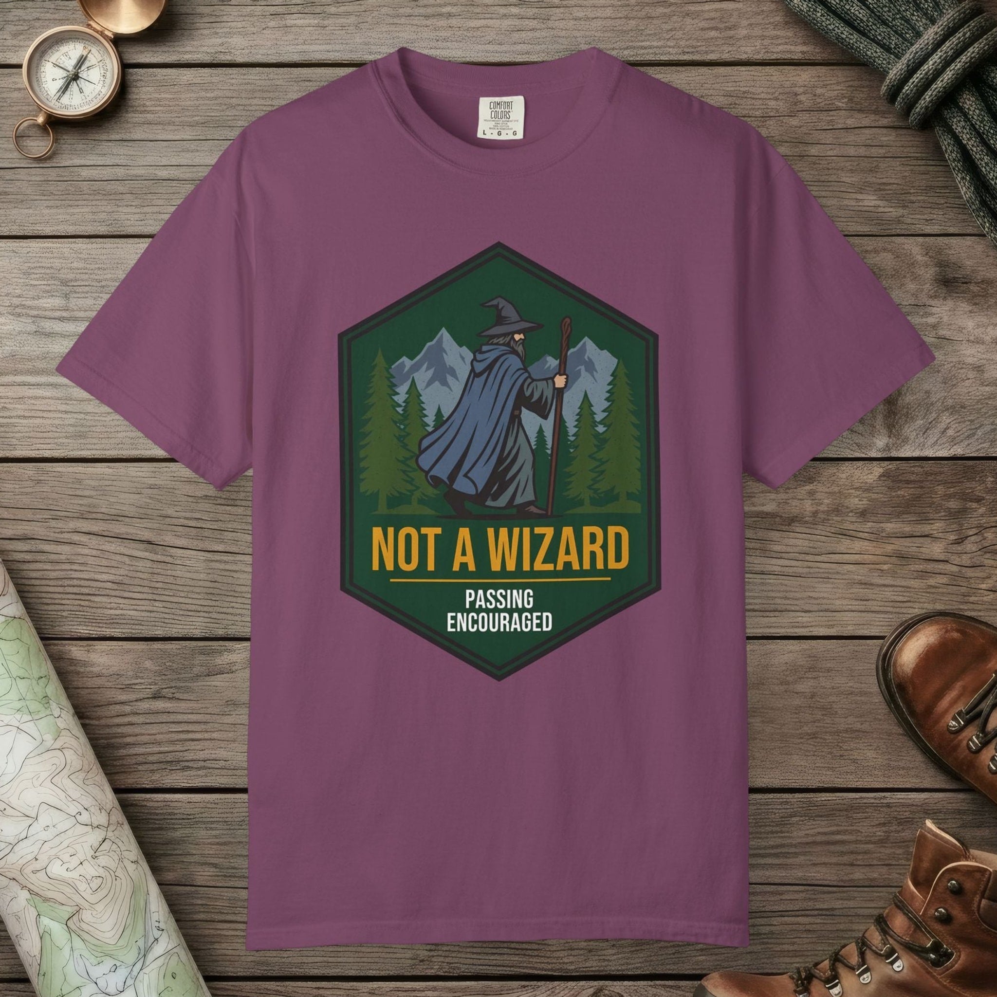 Berry color unisex graphic t-shirt with "Passing Encouraged" design