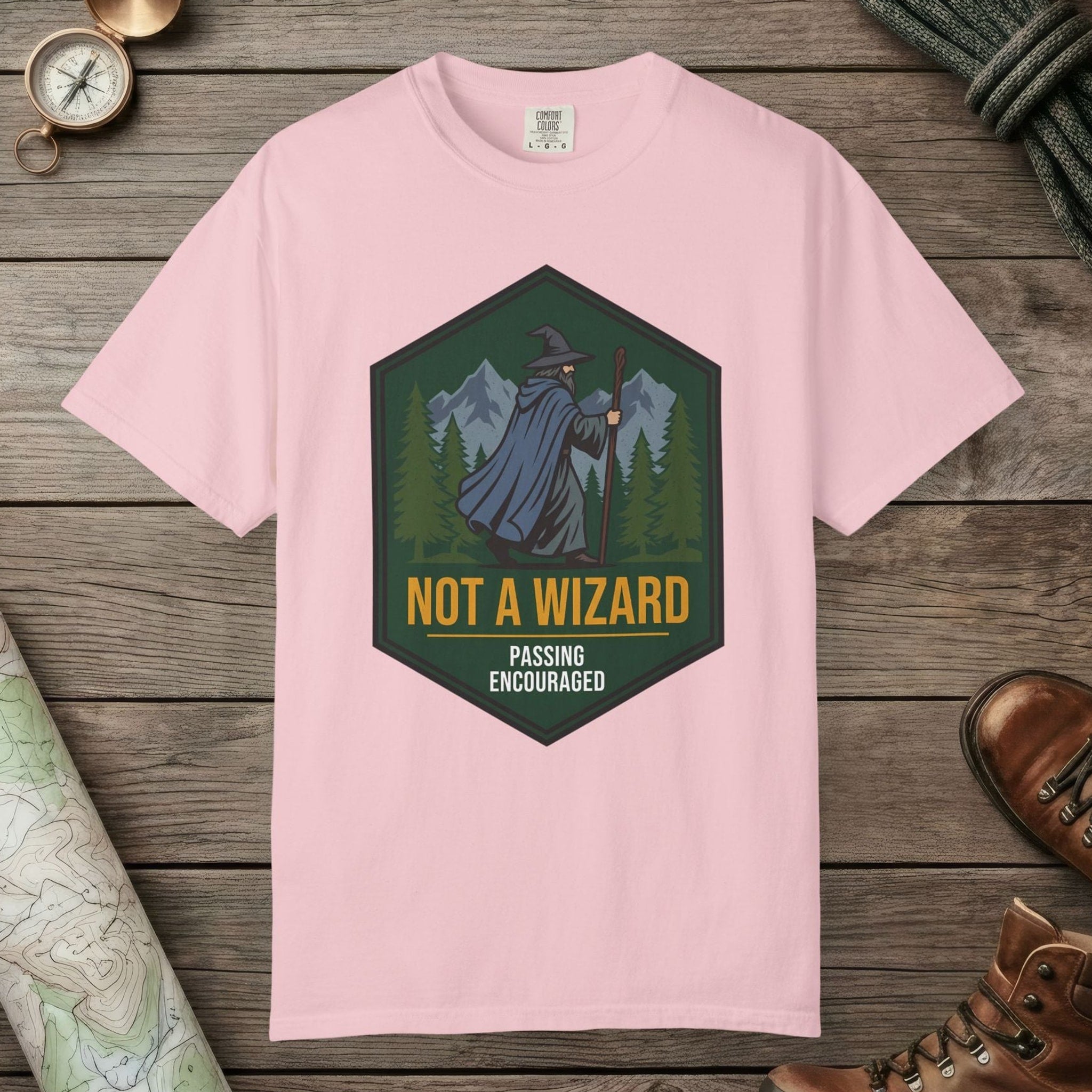 Blossom color unisex graphic t-shirt with "Passing Encouraged" design