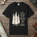 Black color unisex graphic t-shirt with "Paths In Life" design