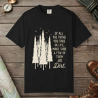 Black color unisex graphic t-shirt with "Paths In Life" design