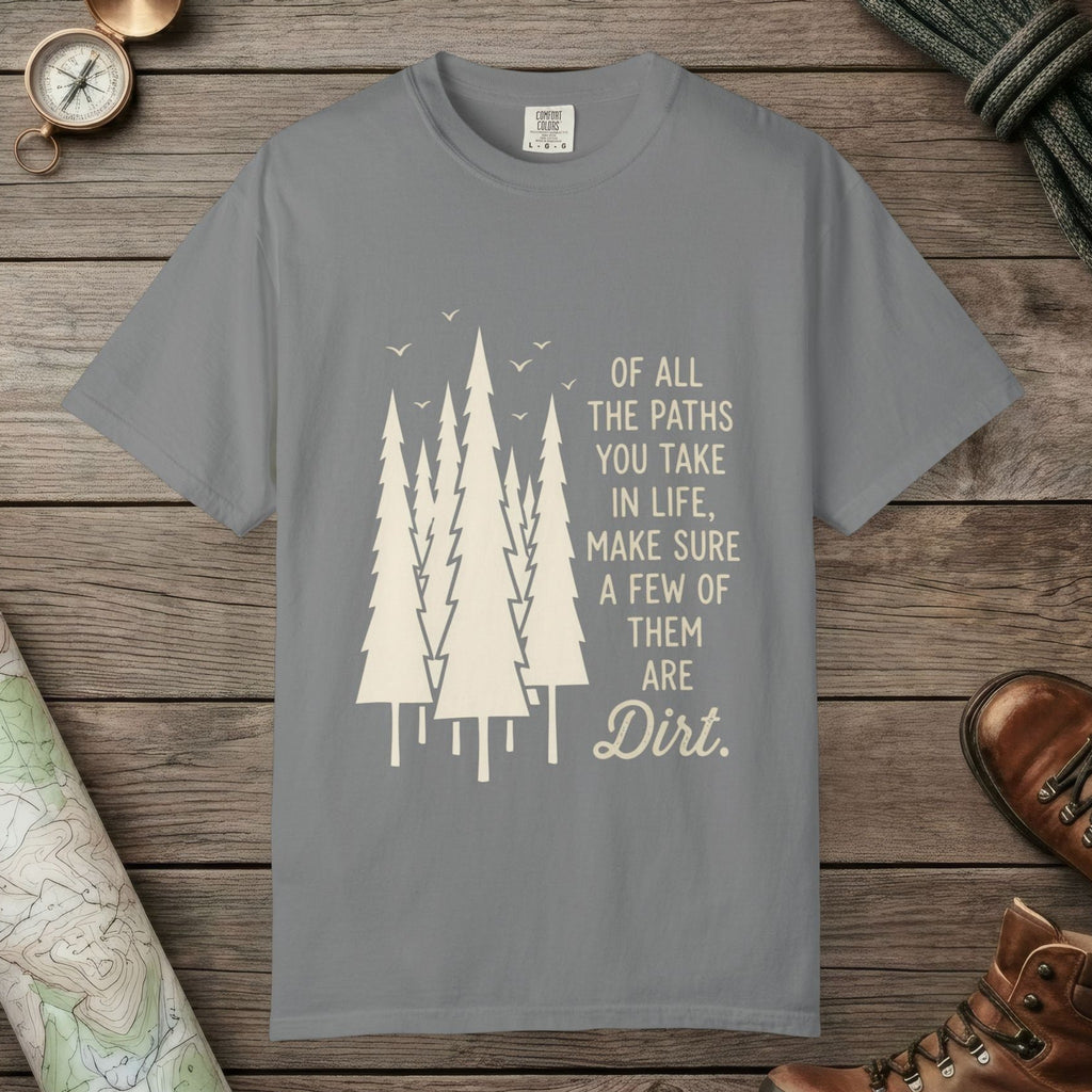 Grey color unisex graphic t-shirt with "Paths In Life" design