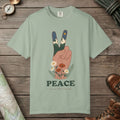 Bay color unisex graphic t-shirt with "Peace Love The Land" design