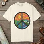 Ivory color unisex graphic t-shirt with "Peace Nature" design