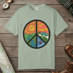Bay color unisex graphic t-shirt with "Peace Nature" design