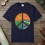 True Navy color unisex graphic t-shirt with "Peace Nature" design