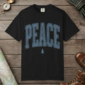 Black color unisex graphic t-shirt with "Peace Terrain" design