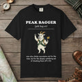 Black color unisex graphic t-shirt with "Peak Bagger Definition" design