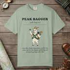 Bay color unisex graphic t-shirt with "Peak Bagger Definition" design