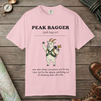 Blossom color unisex graphic t-shirt with "Peak Bagger Definition" design