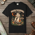 Black color unisex graphic t-shirt with "Possum Paranormal" design