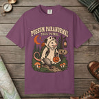 Berry color unisex graphic t-shirt with "Possum Paranormal" design