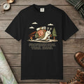 Black color unisex graphic t-shirt with "Professional Trail Snail" design