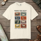 Ivory color unisex graphic t-shirt with "Respect The Locals" design