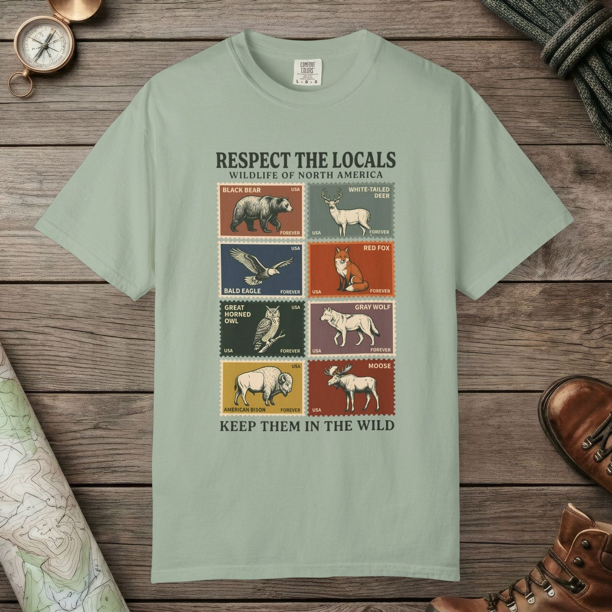 Bay color unisex graphic t-shirt with "Respect The Locals" design