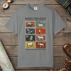 Grey color unisex graphic t-shirt with "Respect The Locals" design