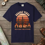 True Navy color unisex graphic t-shirt with "Retro Cactus Desert" design