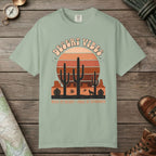 Bay color unisex graphic t-shirt with "Retro Cactus Desert" design