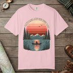 Blossom color unisex graphic t-shirt with "Retro Lake Day" design