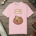 Blossom color unisex graphic t-shirt with "Sloth Chilling" design