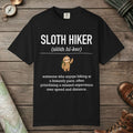 Black color unisex graphic t-shirt with "Sloth Hiker Definition" design