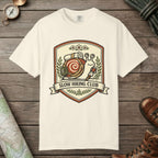 Ivory color unisex graphic t-shirt with "Slow Hiking Club" design
