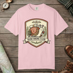 Blossom color unisex graphic t-shirt with "Slow Hiking Club" design