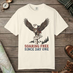 Ivory color unisex graphic t-shirt with "Soaring Free" design
