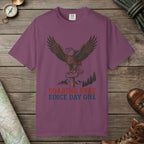 Berry color unisex graphic t-shirt with "Soaring Free" design