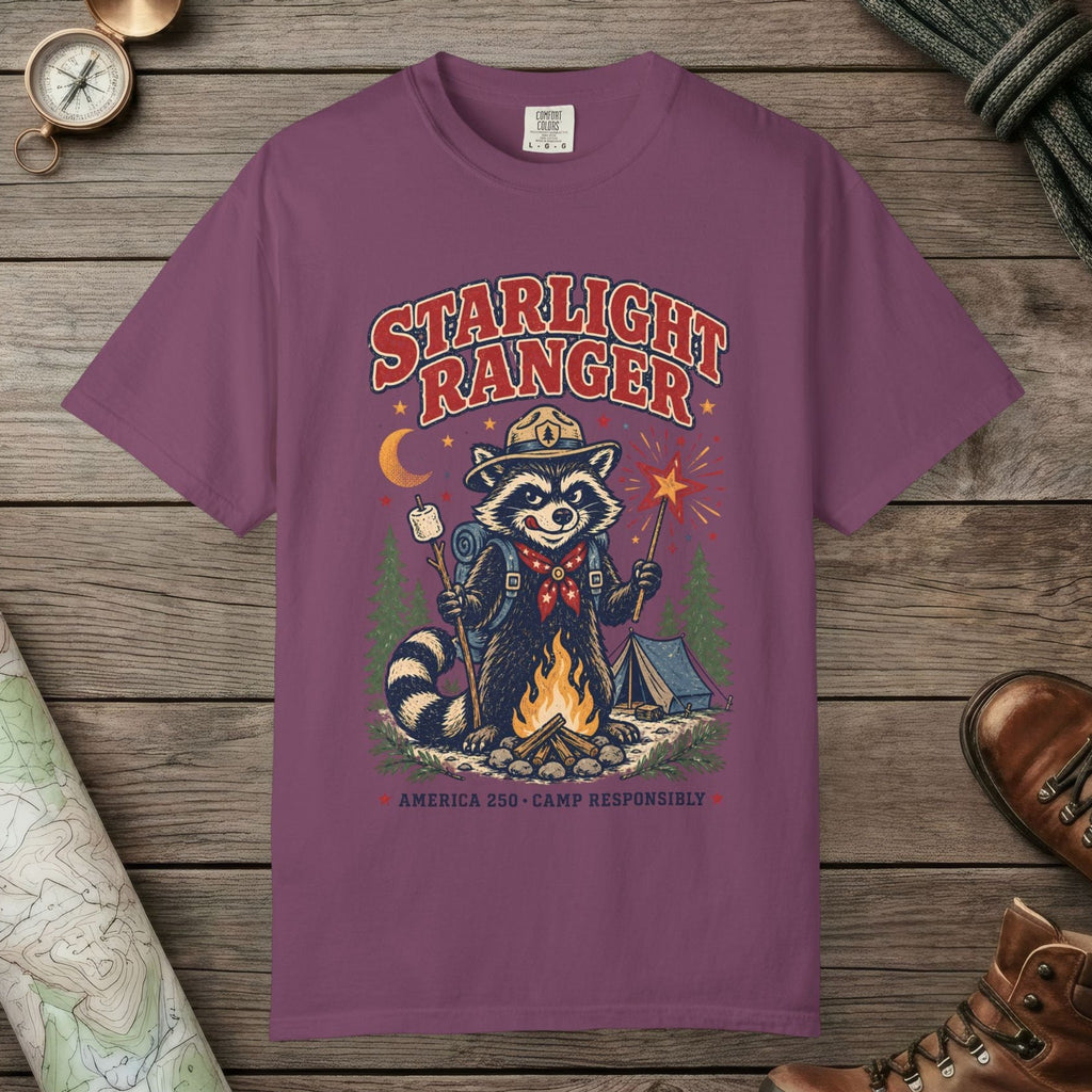 Berry color unisex graphic t-shirt with "Starlight Ranger" design