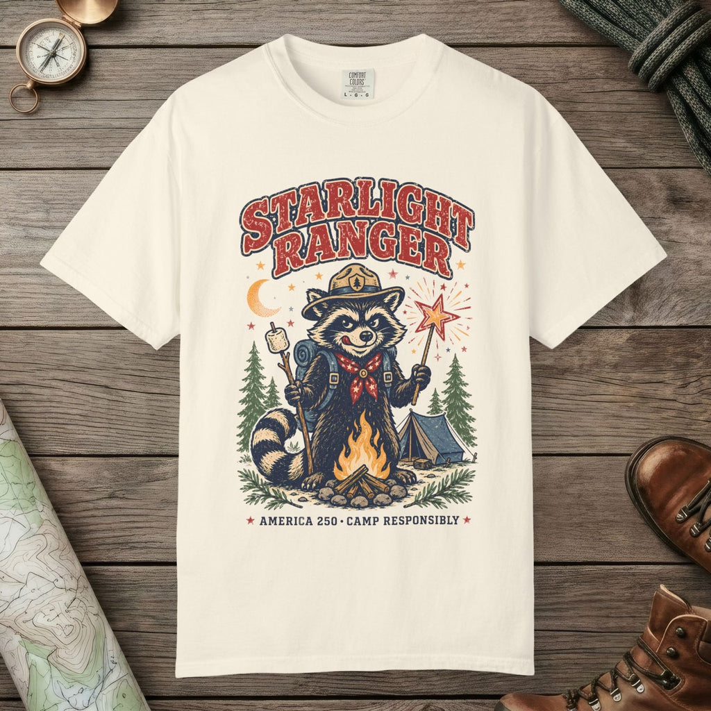 Ivory color unisex graphic t-shirt with "Starlight Ranger" design