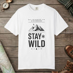 White color unisex graphic t-shirt with "Stay Wild" design