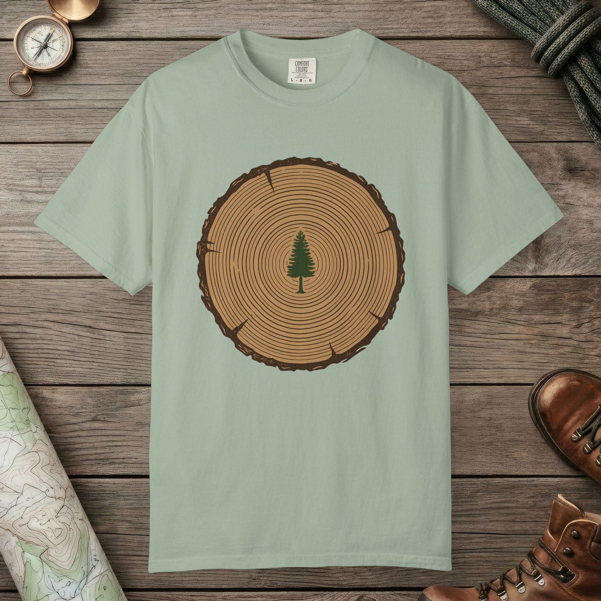 Bay color unisex graphic t-shirt with "Stump Of Life" design