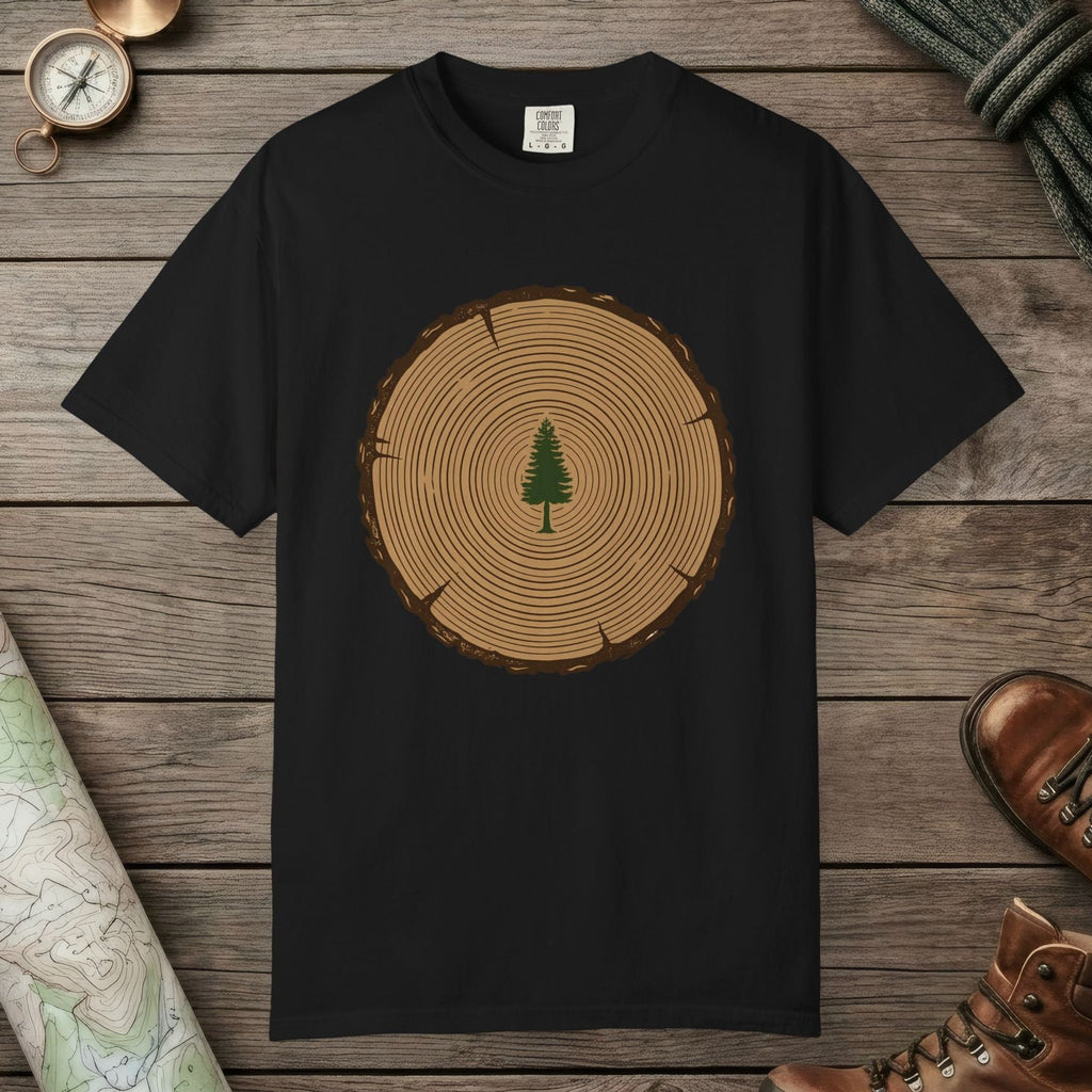 Black color unisex graphic t-shirt with "Stump Of Life" design